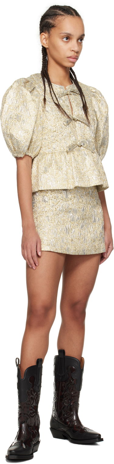 Nederdel GANNI GANNI Metallic Elasticated Miniskirt Metalisk | W0038, 3