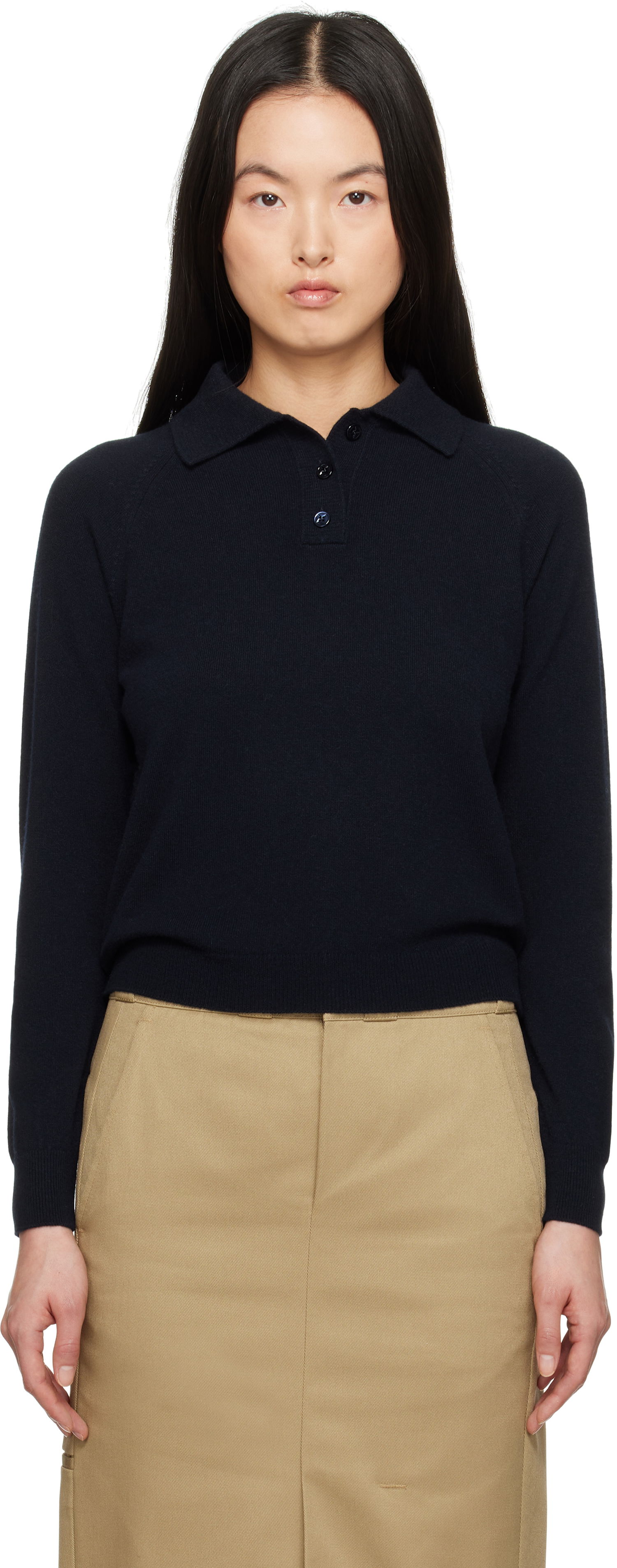 Sweater Maison Margiela Maison Margiela Wool Polo Shirt Mørkeblå | S51GL0053 M13090, 0
