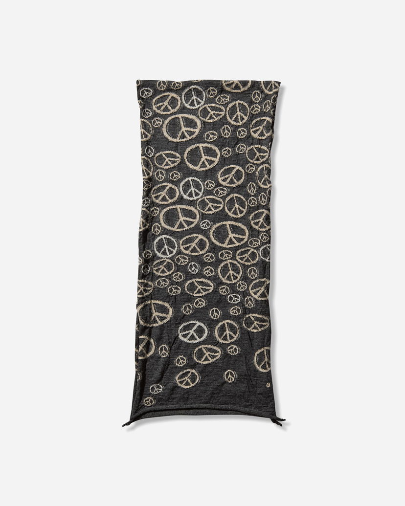Tørklæde KAPITAL Fulling Wool Peace Mark Happy Scarf Flerfarvet | EK-1819XM BLACK