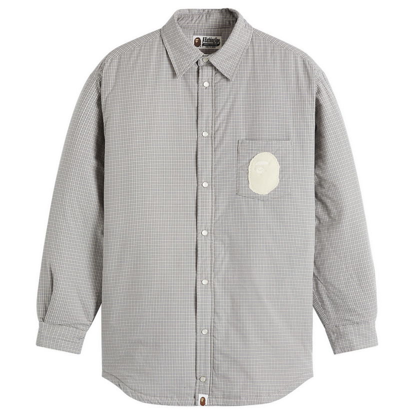 Jakke BAPE Check Padded Shirt Jacket Grå | 001HJK802002L-GRA