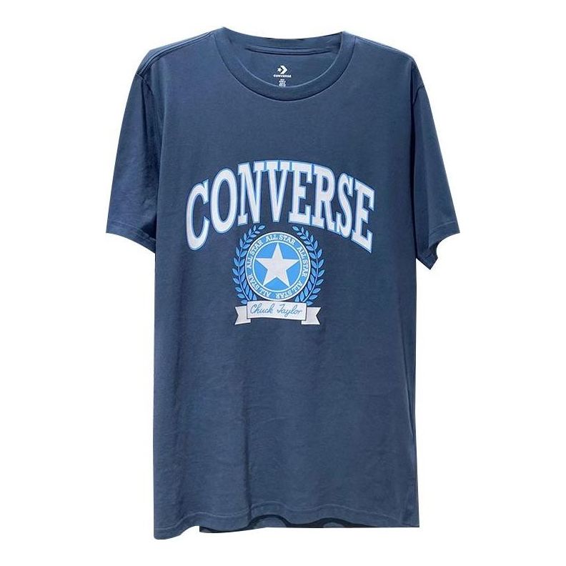 T-shirt Converse Chuck Collegiate Retro Short Sleeve T-Shirt Blå | 10025275-A03