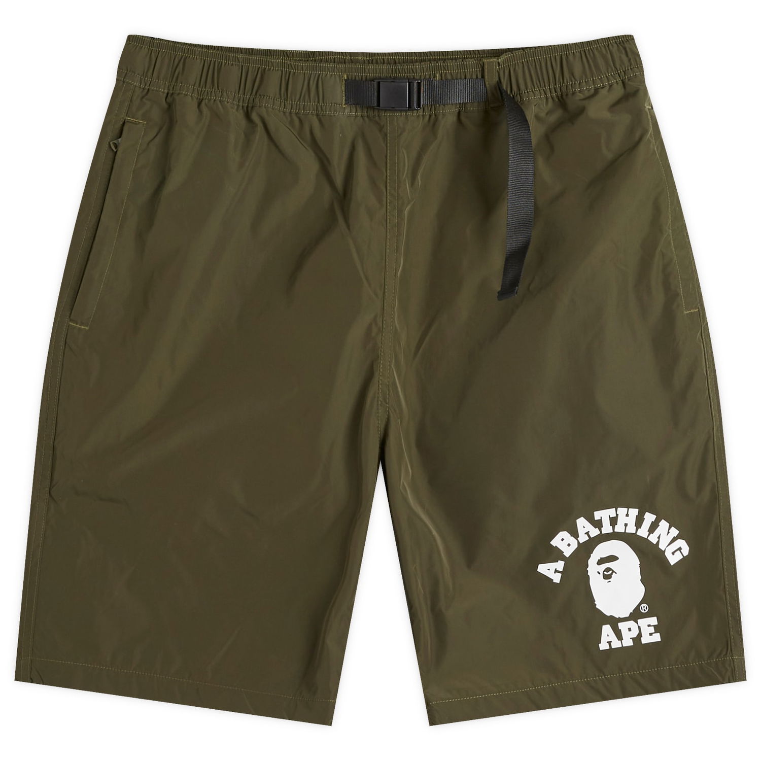 Shorts BAPE A Bathing Ape Men's College Beach Shorts in Olive, Size Large | END. Clothing Grøn | 001SPK301005M-OLV, 0