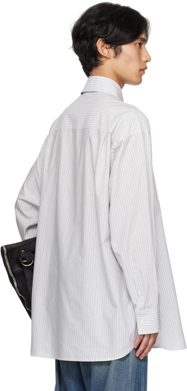 Skjorte Maison Margiela MM6 Maison Margiela Striped Long Sleeve Shirt Hvid | SH0NH0014 M35474, 2