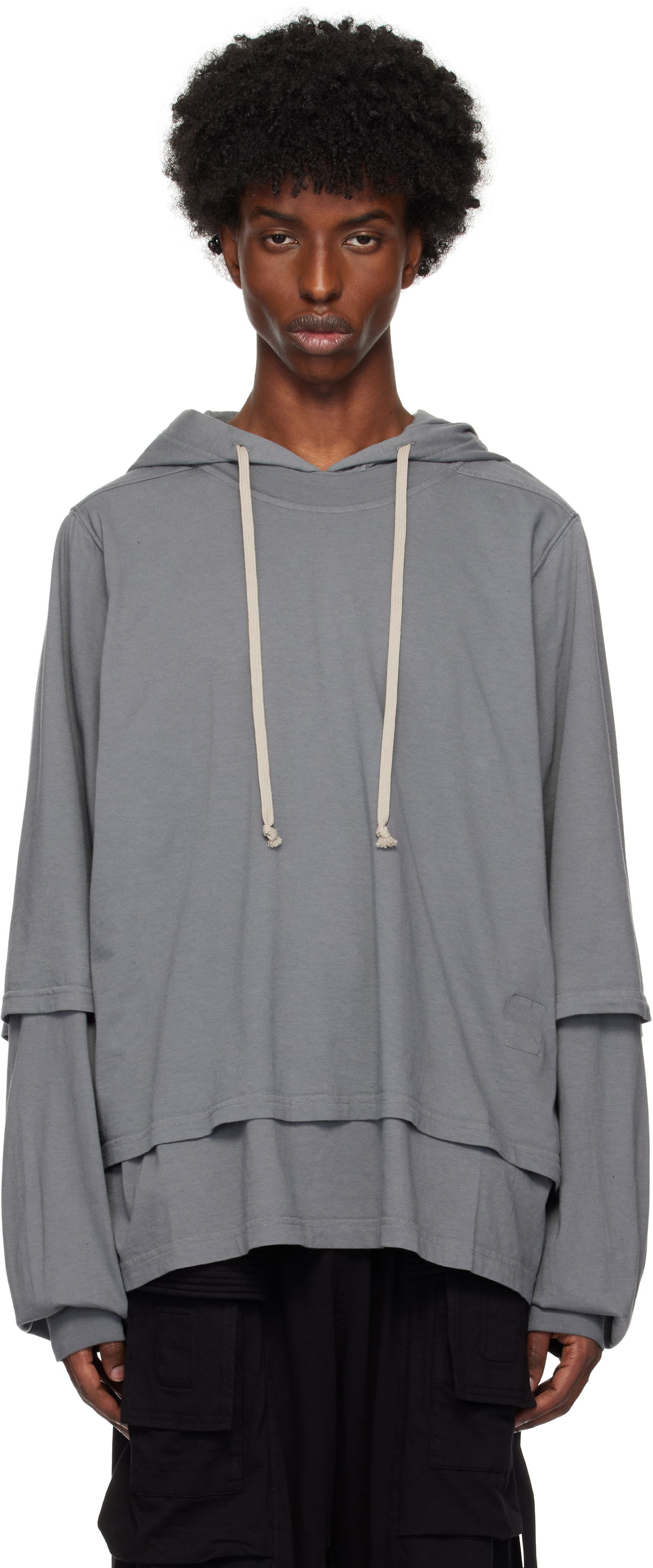 Sweatshirt Rick Owens Hustler Hoodie Grå | DU02D2281 RN, 0