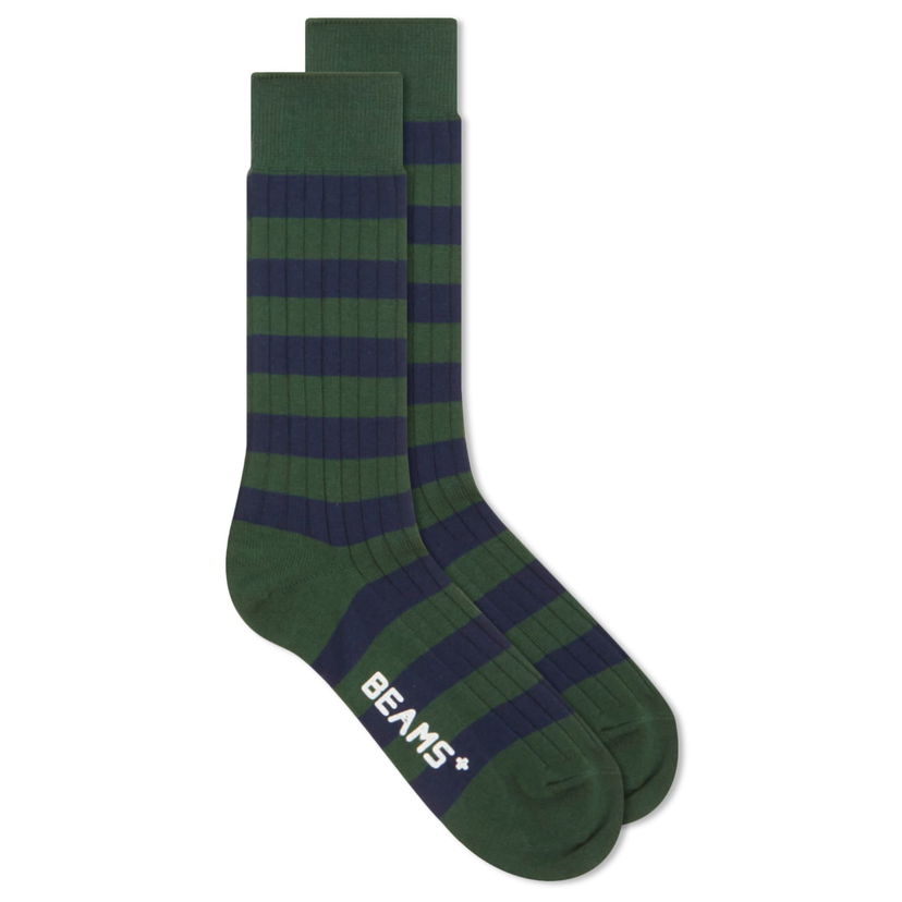 Sokker BEAMS Rib Stripe Socks Grøn | 3843-0012-479-65