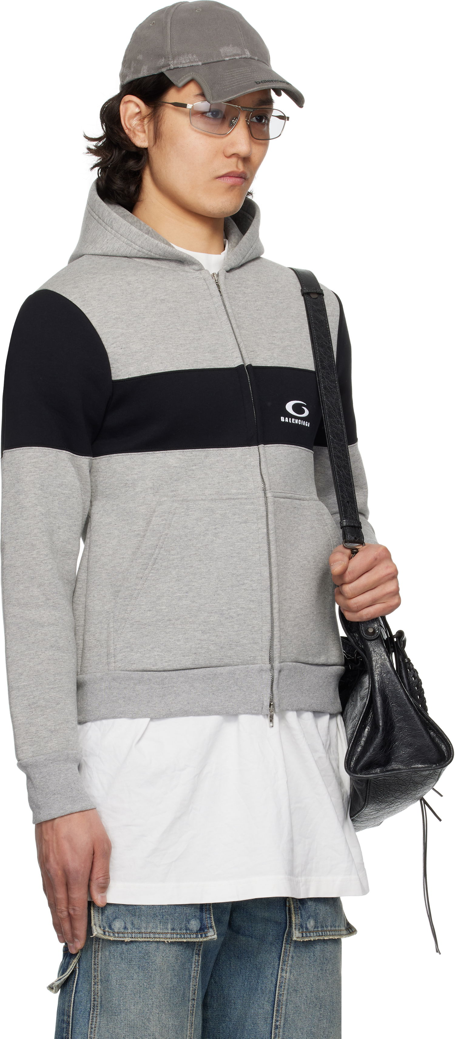 Sweatshirt Balenciaga Balenciaga Technical Jersey Zip-Up Hoodie Grå | 808832TRVJ2, 1