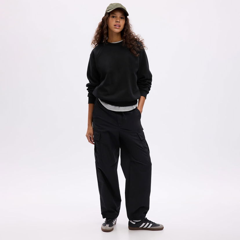 Sweatshirt GAP Raglan Pullover Crewneck Logo Sweatshirt Black Sort | 765585-19