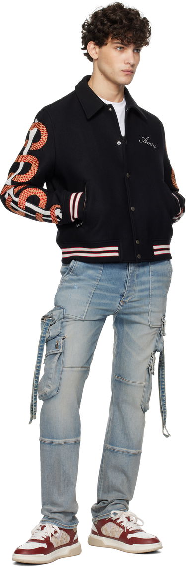 Bomberjakke AMIRI Snake Bones Embroidered Bomber Jacket Sort | AMOUVY1015, 3