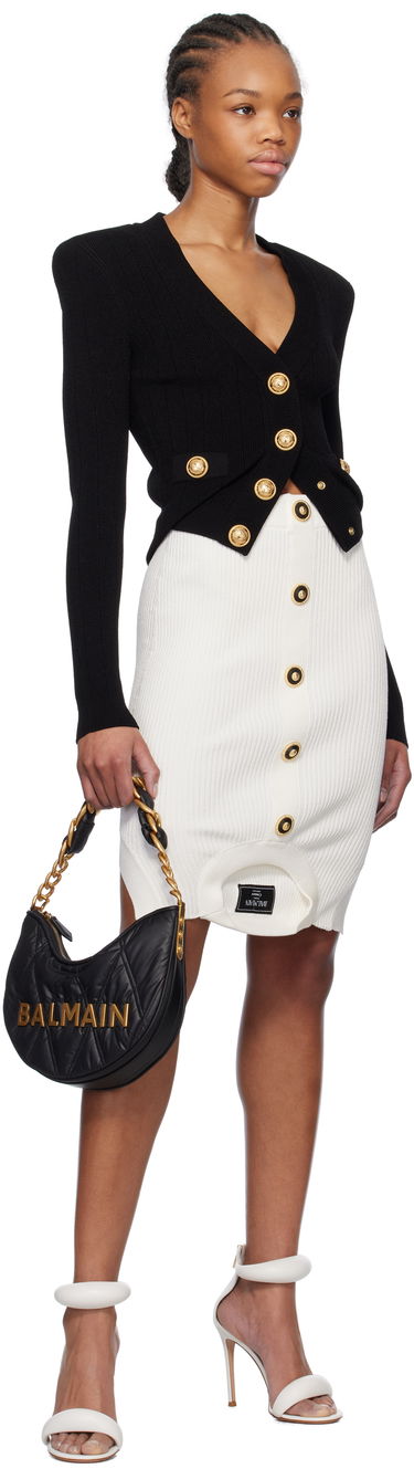Nederdel Balmain Balmain Optical Illusion Ribbed Knit Miniskirt Hvid | EF1LBA60KI10, 3