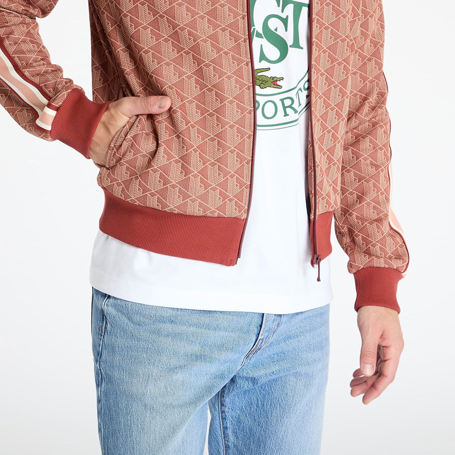 Bomberjakke Lacoste Lacoste Jacquard Track Jacket Rød | SH1368 GTI, 1