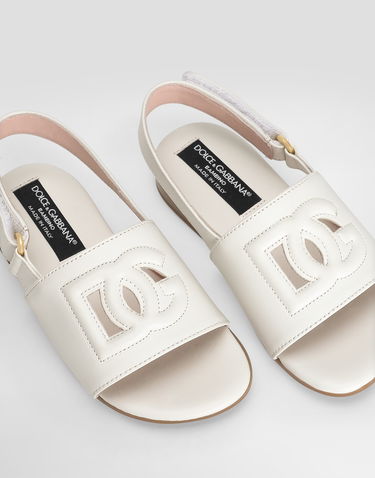 Tilbehør Dolce & Gabbana Dolce & Gabbana Calfskin Sandals With Cut-Out DG Logo Hvid | D20100A12238S936, 3