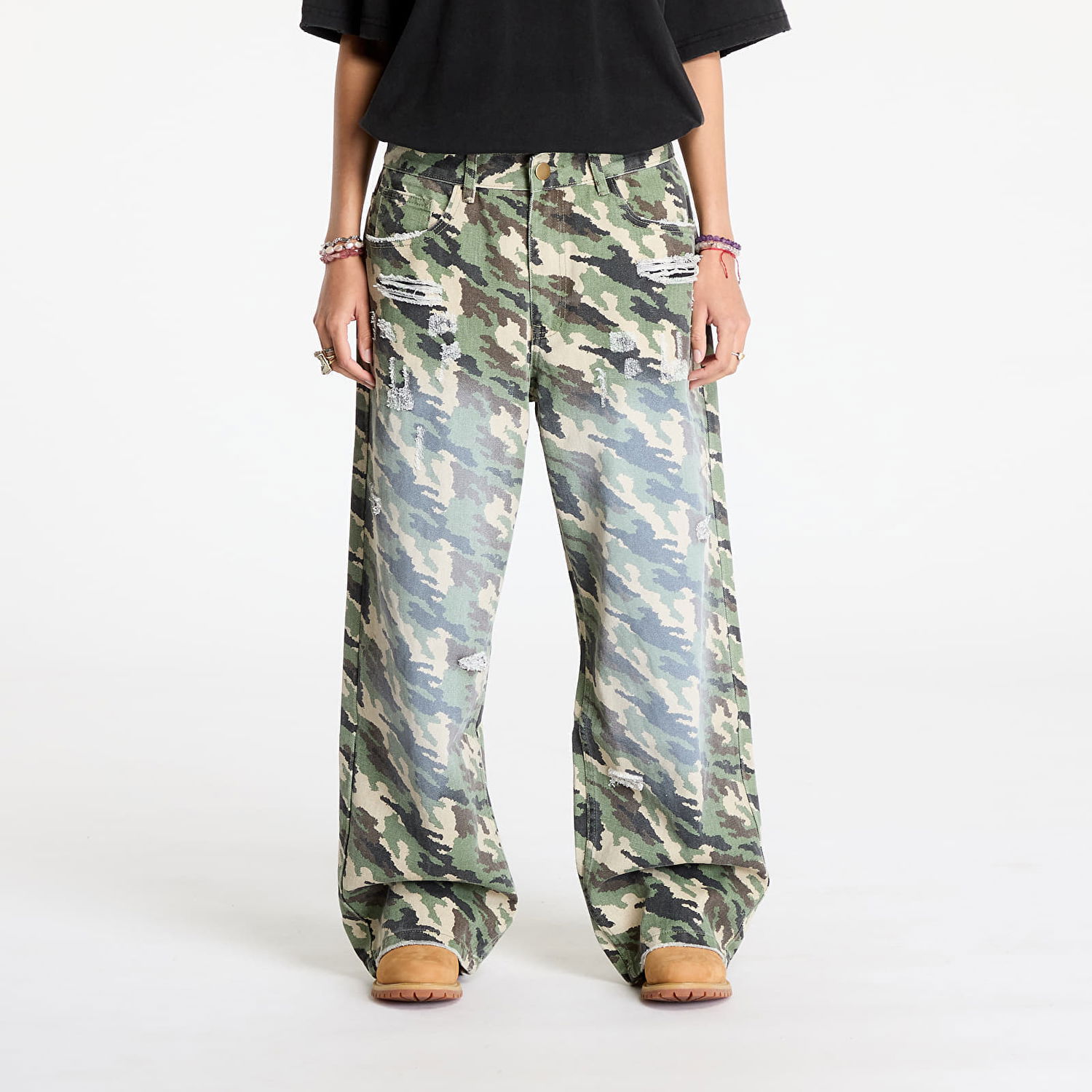 Cargo bukser Footshop Cargo Pants Camo Grøn | FTSHP_418, 0