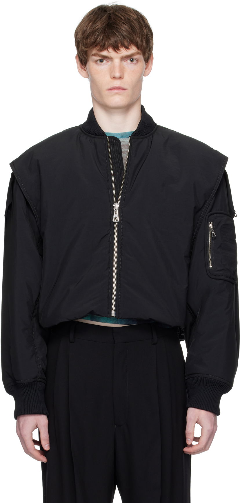 Bomberjakke Jean Paul Gaultier Jean Paul Gaultier 'The Hooded' Bomber Jacket Sort | 25/03-U-OU005-W007-00