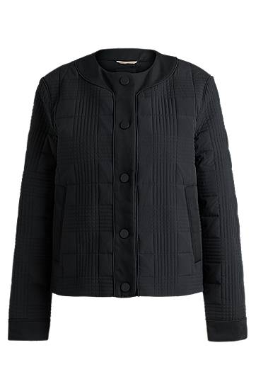Puffer jakke BOSS Water-Repellent Padded Check Jacket Sort | 50518343