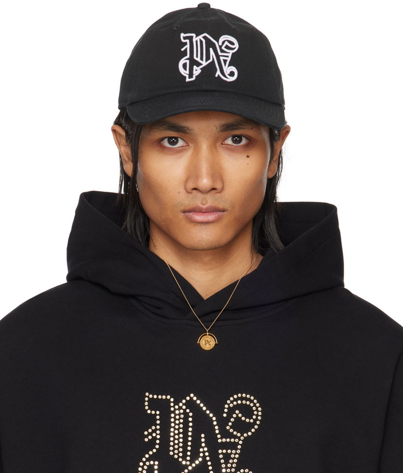 Kasket Palm Angels Monogram Cap Sort | PMLB094R24FAB0121001
