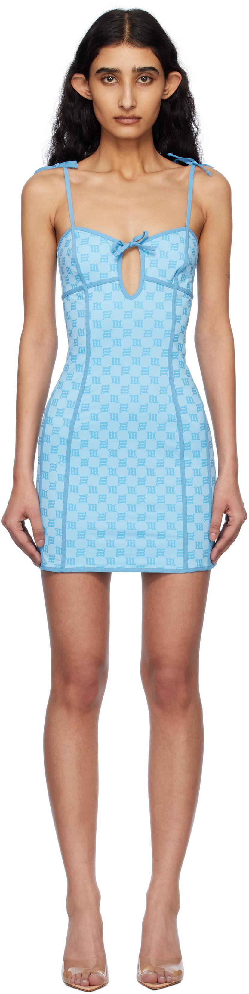 Kjole MISBHV MISBHV Monogram Coquette Mini Dress Blå | 250W806
