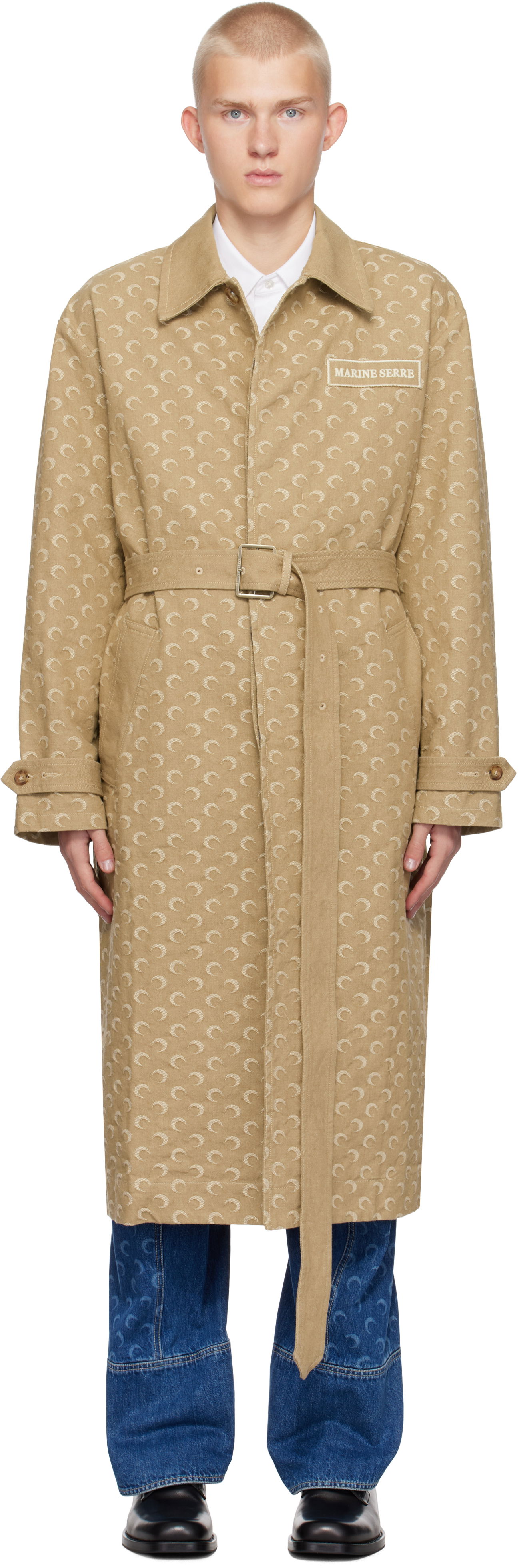 Trenchcoat Marine Serre Moon Jacquard Twill Trench Coat Beige | UCO027A CWOV0036, 0