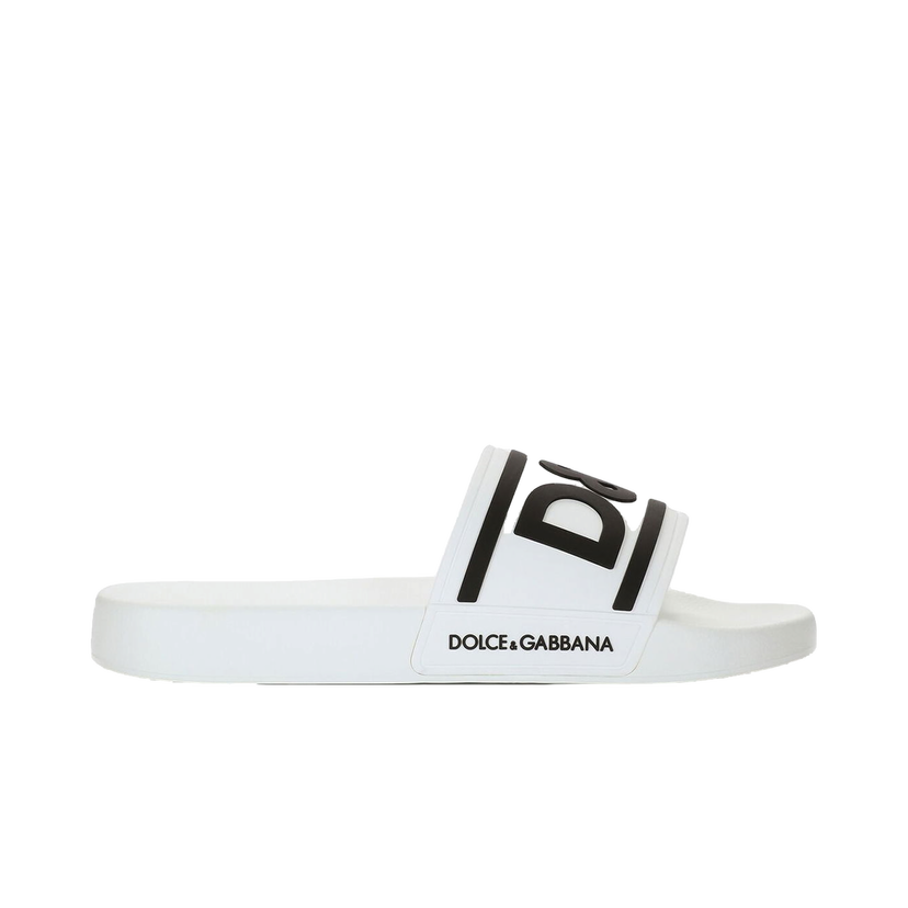Sneakers og sko Dolce & Gabbana Beachwear Sliders DG Logo White Black Hvid | CS2072AQ85889697