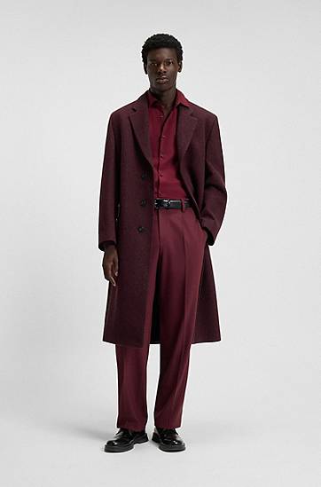 Frakker BOSS Regular-fit long-length tweed coat Bourgogne | 50549279, 1