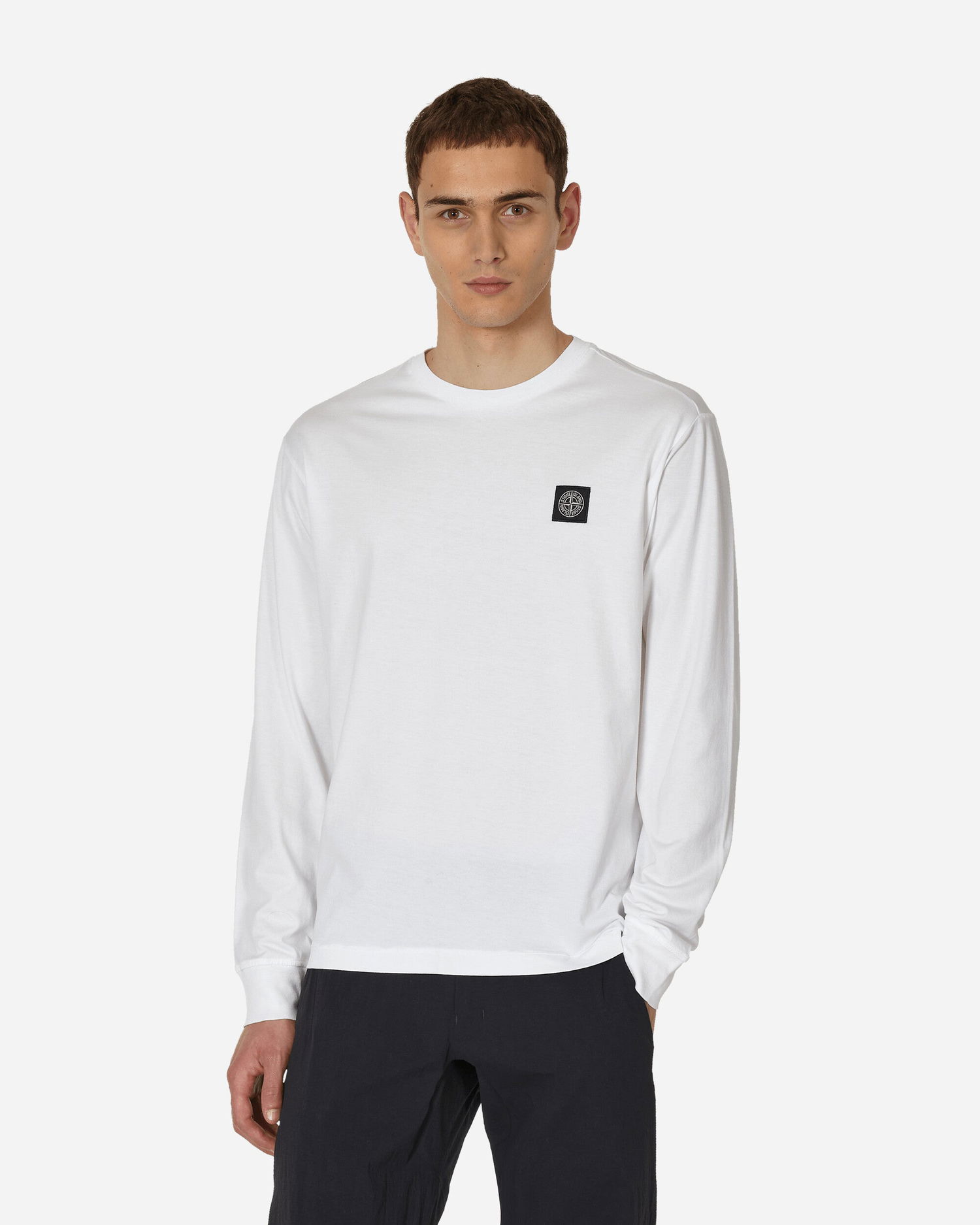 T-shirt Stone Island Garment Dyed Logo Hvid | 791522713 A0001, 1