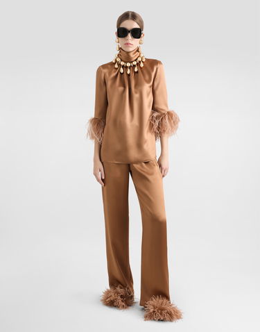 Pyjamas Dolce & Gabbana Dolce & Gabbana Double Silk Satin Pajama Pants Brun | FTC9FTFU1NUM0180, 1