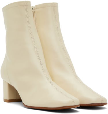 Sneakers og sko BY FAR BY FAR Sofia Leather Block Heel Ankle Boots Beige | 16603-05-SWHTL, 3