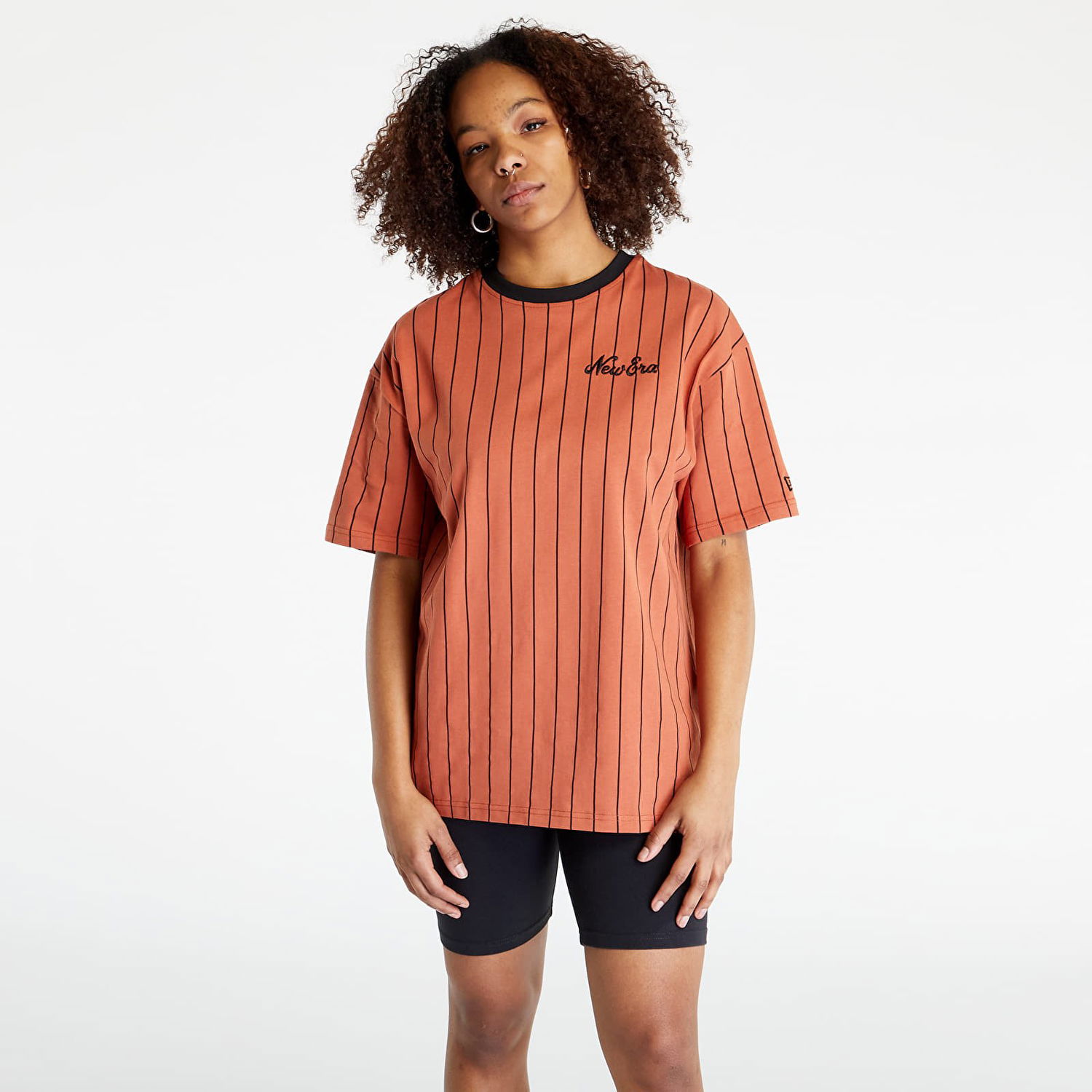 T-shirt New Era Pinstripe Oversized T-Shirt Medium Brun | 60332278, 0