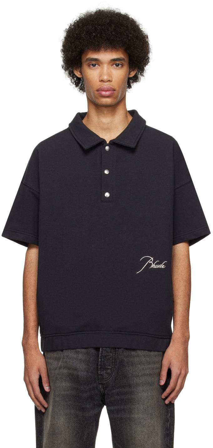 Polo skjorte Rhude Embroidered Polo Sort | RHPS24SH15320372, 0