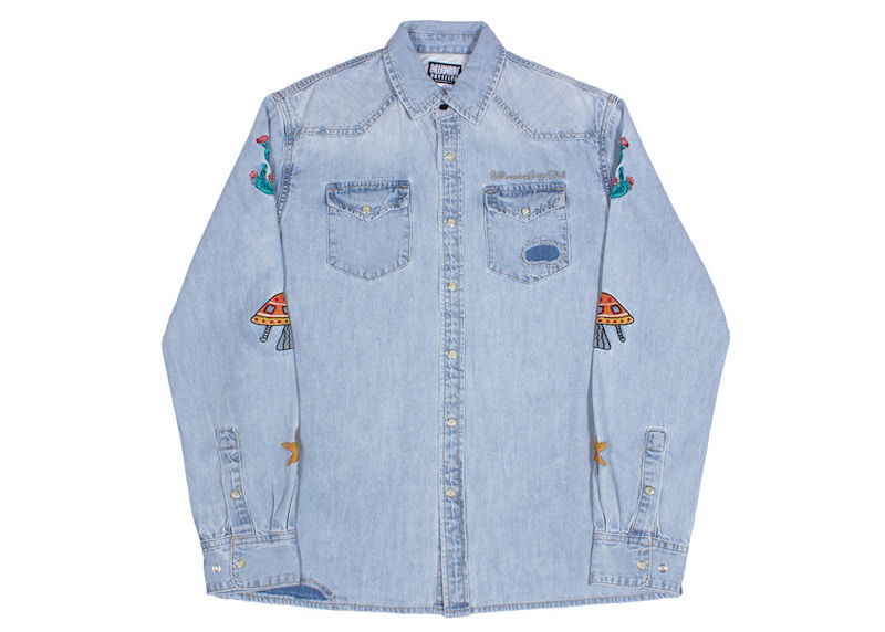 Skjorte BILLIONAIRE BOYS CLUB Billionaire Boys Club Hillside Embroidered Long Sleeve Denim Shirt Blå | 8111600INF