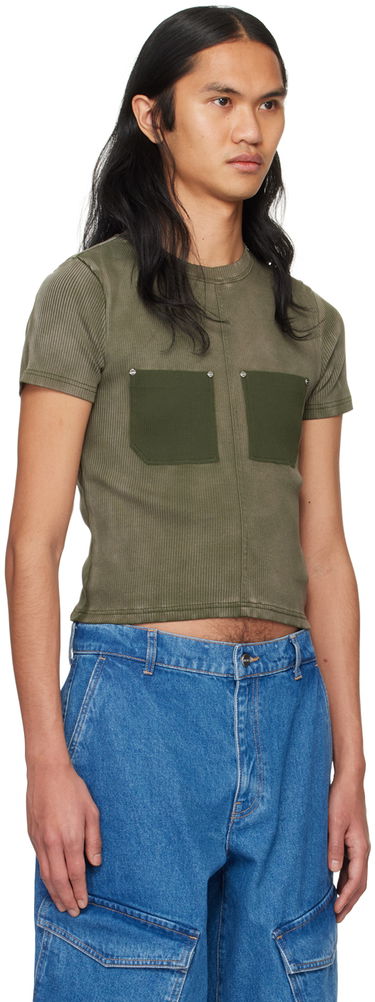 T-shirt Dion Lee Sprayed Shrunken Rivet T-Shirt Grøn | C3168PS24, 1