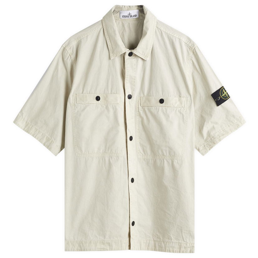 Skjorte Stone Island Old Effect Short Sleeve Overshirt, Size Large Beige | K1S151200029-V0195
