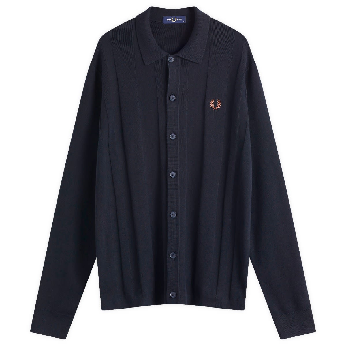 Sweater Fred Perry Knitted Button-Down Shirt Mørkeblå | K9726-608, 1