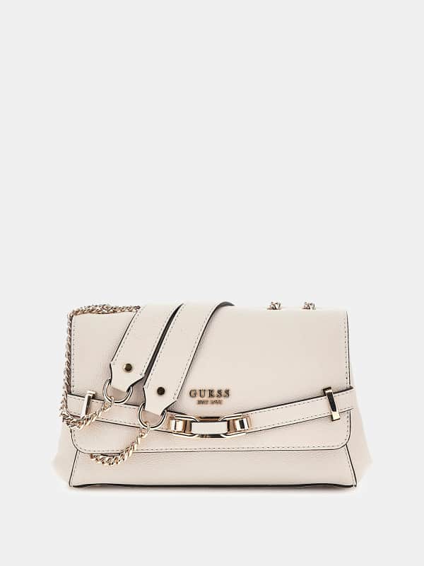 Håndtaske GUESS Chain Strap Crossbody Bag Beige | HWBG9527210