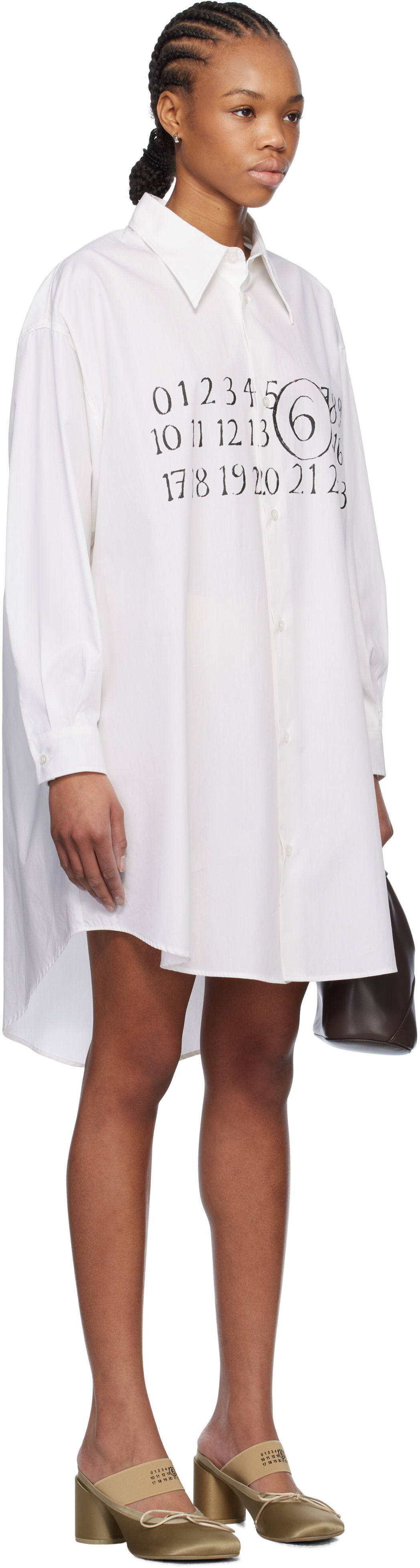 Skjorte Maison Margiela MM6 Maison Margiela Logo Poplin Shirt Minidress Hvid | S52CT0787 M35152, 1