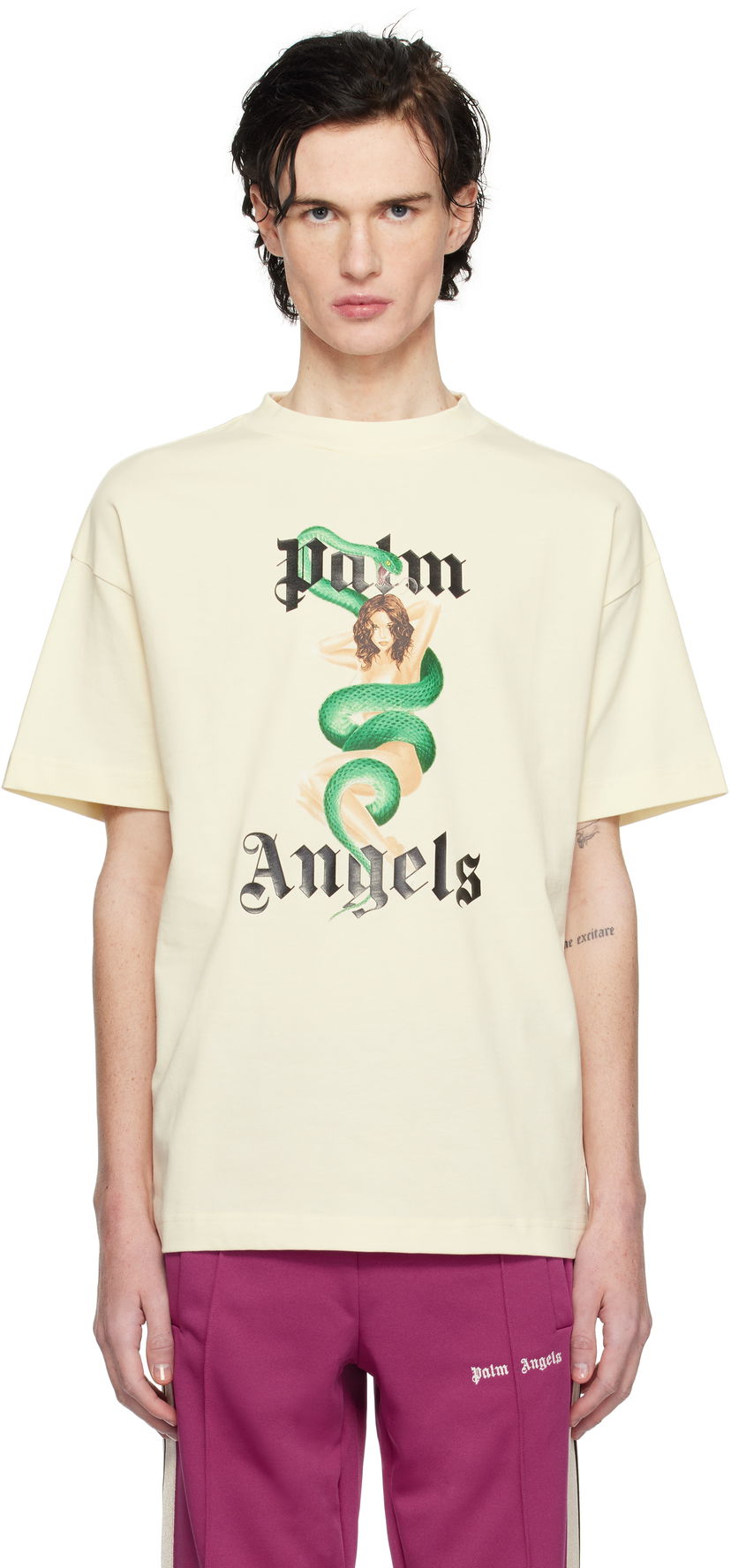 T-shirt Palm Angels Pin Up Graphic Print T-Shirt Gul | PMAA001S25JER0070B10