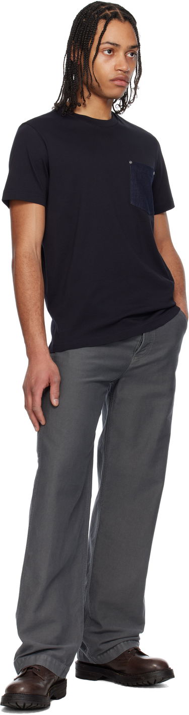 T-shirt Moncler Moncler Cotton & Denim Pocket T-Shirt Mørkeblå | K10918C0003989AKK, 4