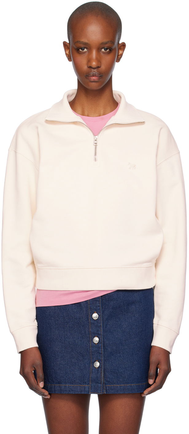 Sweatshirt MAISON KITSUNÉ Half-Zip Sweatshirt Hvid | MW00304KM0325, 0