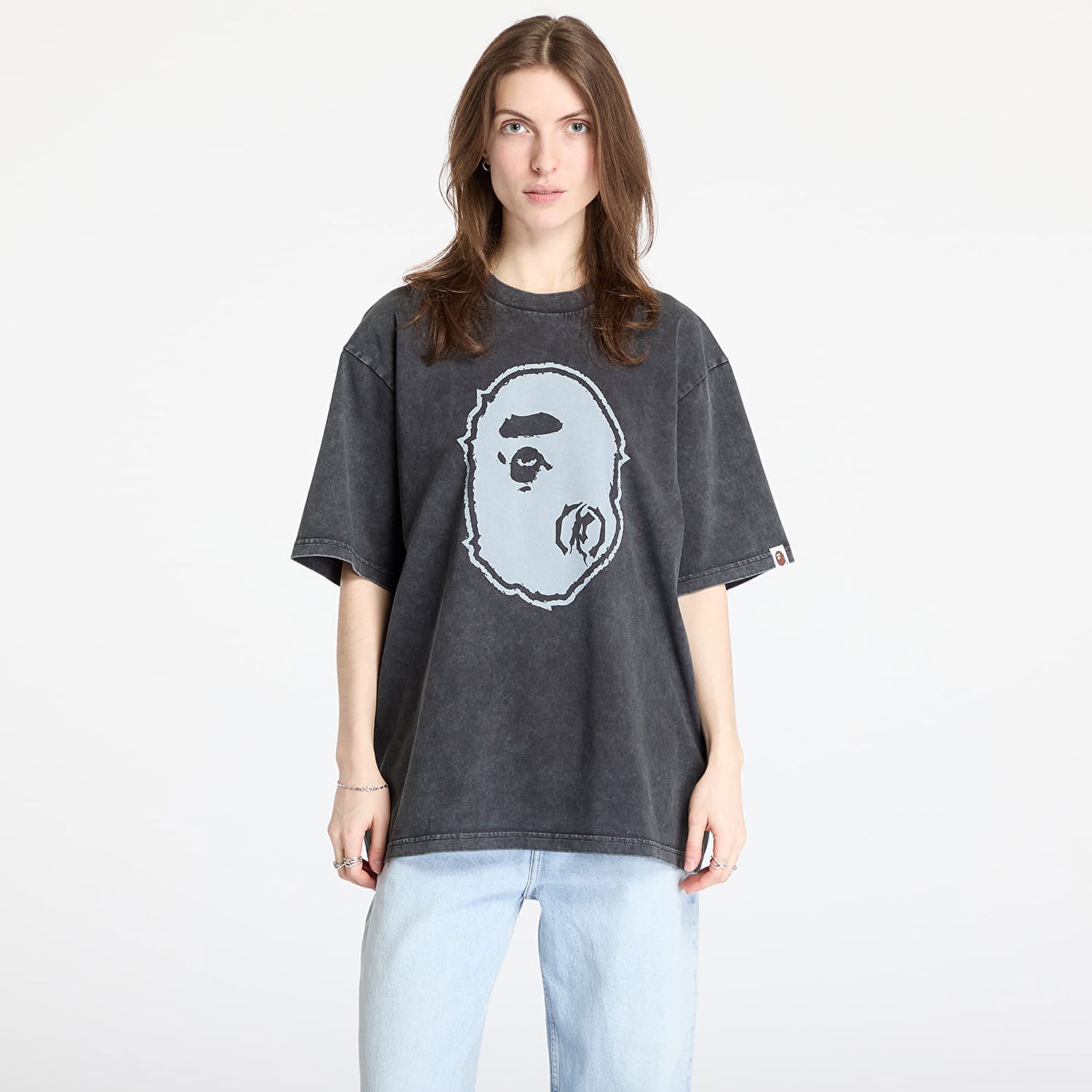 T-shirt BAPE A BATHING APE Garment Dye Ape Head Relaxed Fit Tee Sort | 001CSL301342MBLK, 0