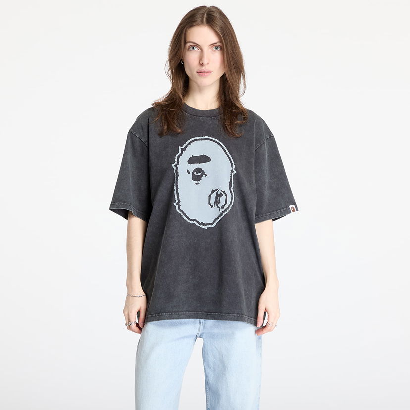 T-shirt BAPE A BATHING APE Garment Dye Ape Head Relaxed Fit Tee Sort | 001CSL301342MBLK