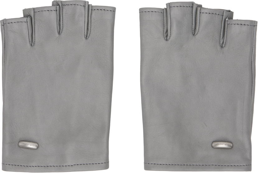 Handsker OUR LEGACY Our Legacy Biker Leather Fingerless Gloves Grå | A2258BPL