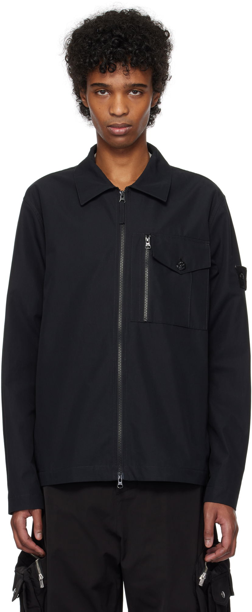 Skjorte Stone Island Stone Island Weatherproof Cotton Canvas Overshirt Sort | K1S15 1200007 S00F1