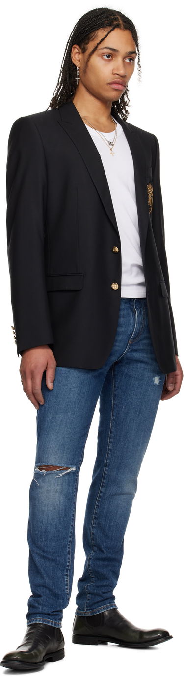 Jakke Dolce & Gabbana Dolce&Gabbana Single-Breasted Wool & Silk Blazer with Patch Sort | G2LK0ZFU3H1, 3