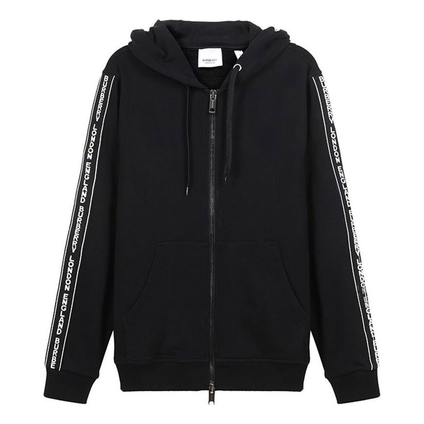 Sweatshirt Burberry Burberry FW20 Logo Cotton Hooded Zip-Up Sweatshirt Sort | 80295271