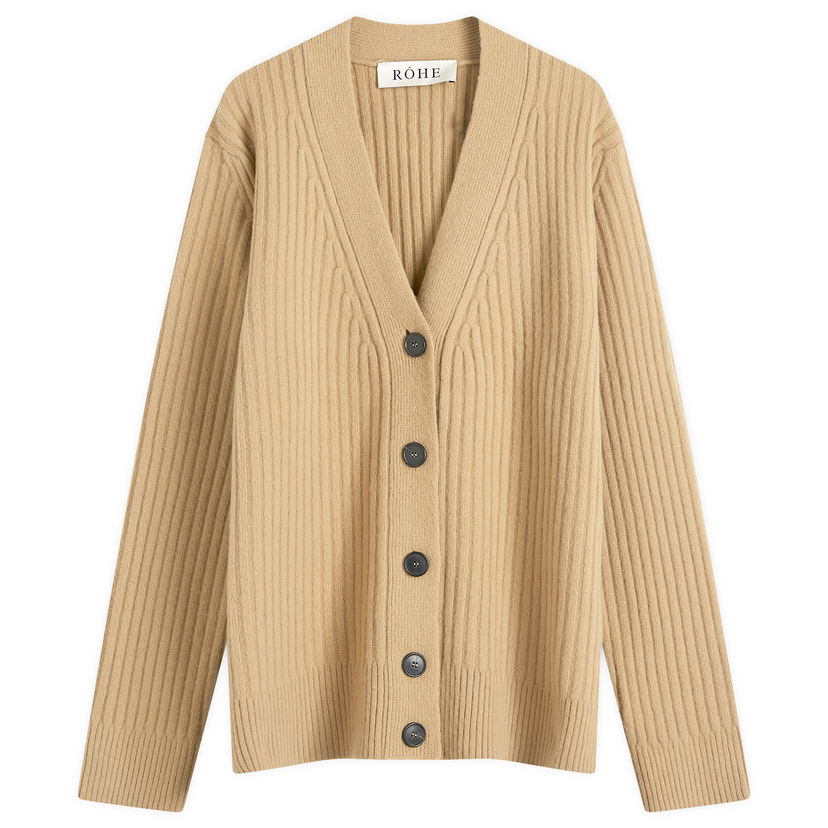 Sweater Róhe Ribbed Boiled Wool Cardigan Beige | 312-23-001-260