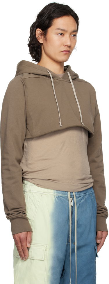 Sweatshirt Rick Owens Rick Owens DRKSHDW Hollywood Cropped Hoodie Beige | DU01E3257 FP, 4