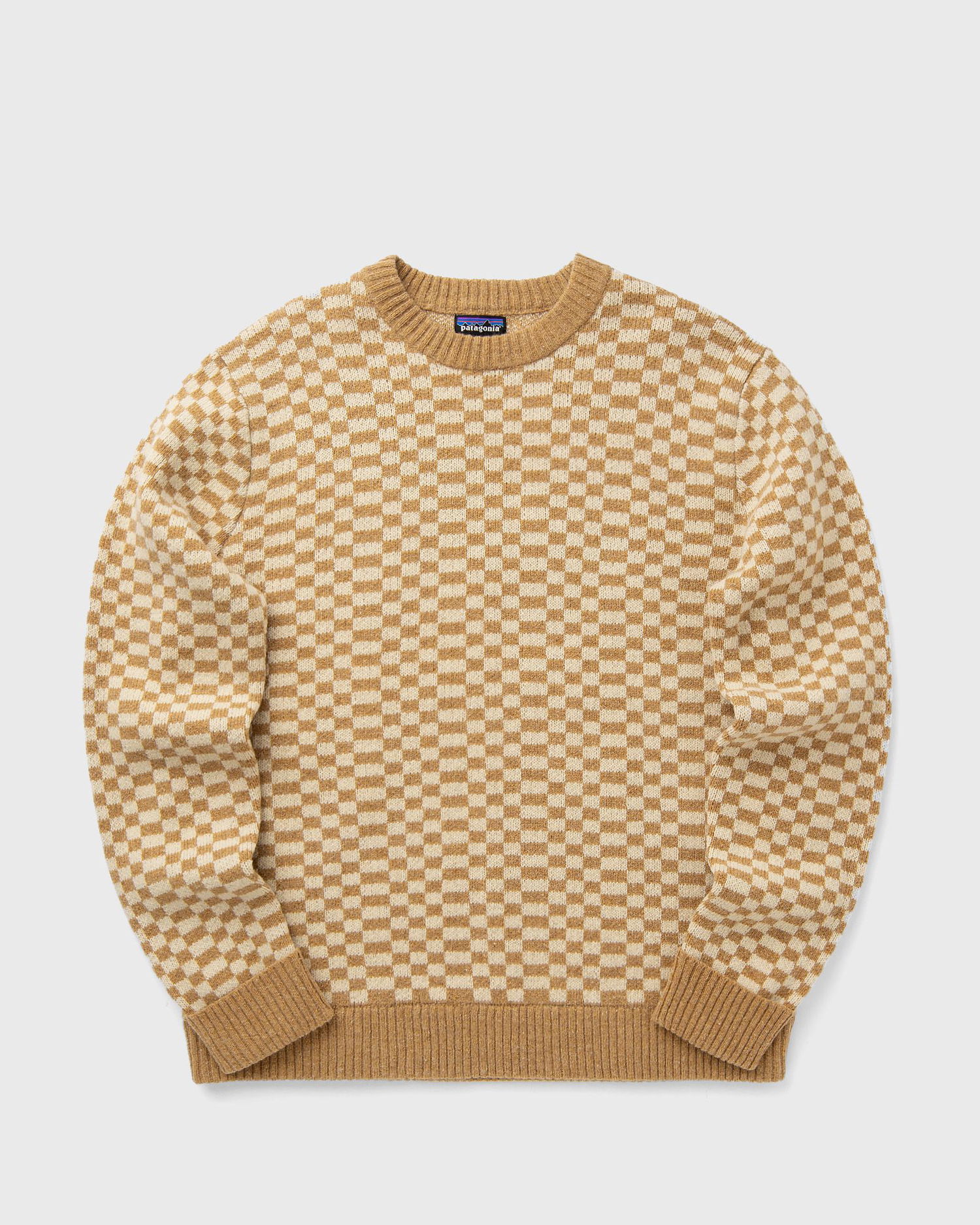 Sweater Patagonia Recycled Wool-Blend Checkered Sweater Beige | 50655-FTGO, 0