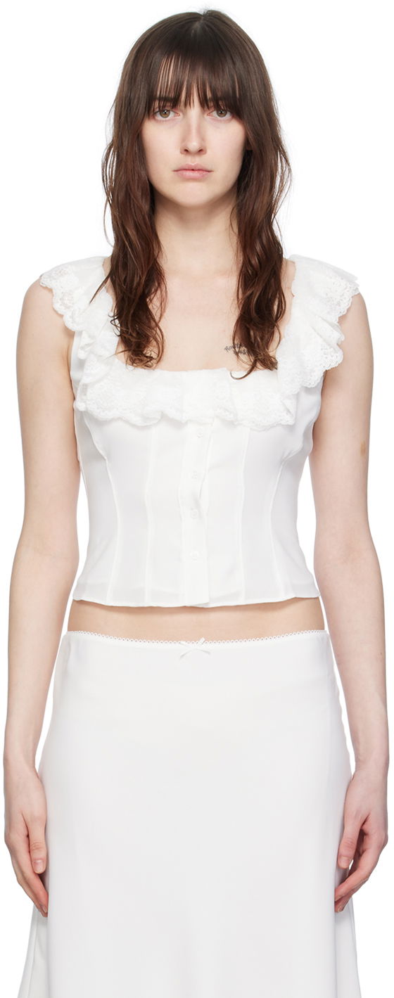 Tanktop GUIZIO Guizio Paloma Lace Tank Top Hvid | C00102W016, 0