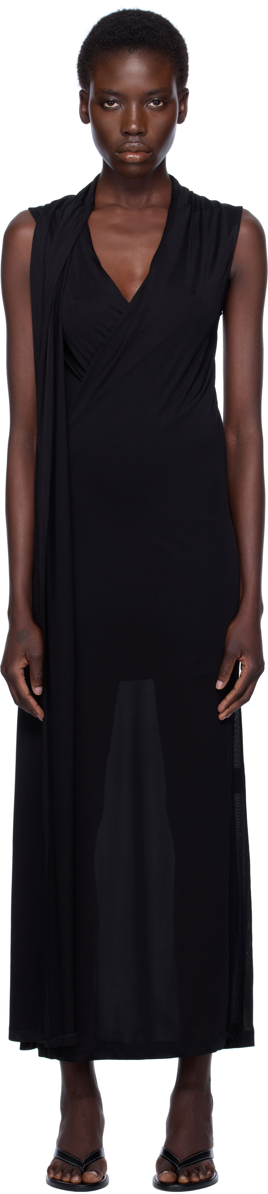 Kjole TOTEME TOTEME Overlapped Scarf Maxi Dress Sort | 253-WRD0235-FB0266, 0