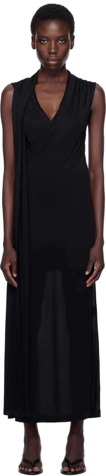 Kjole TOTEME TOTEME Overlapped Scarf Maxi Dress Sort | 253-WRD0235-FB0266, 0