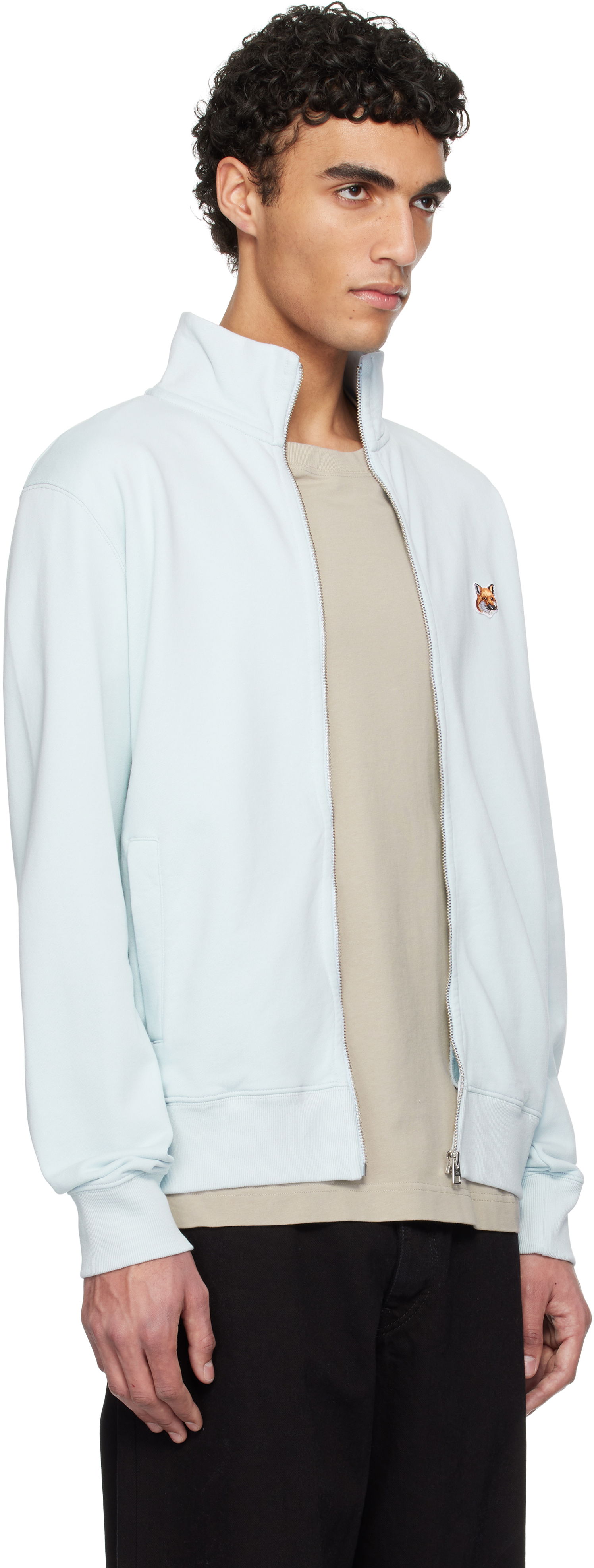 Sweatshirt MAISON KITSUNÉ Maison Kitsuné Fox Head Patch Full-Zip Sweatshirt Blå | OM02134KM0001, 1